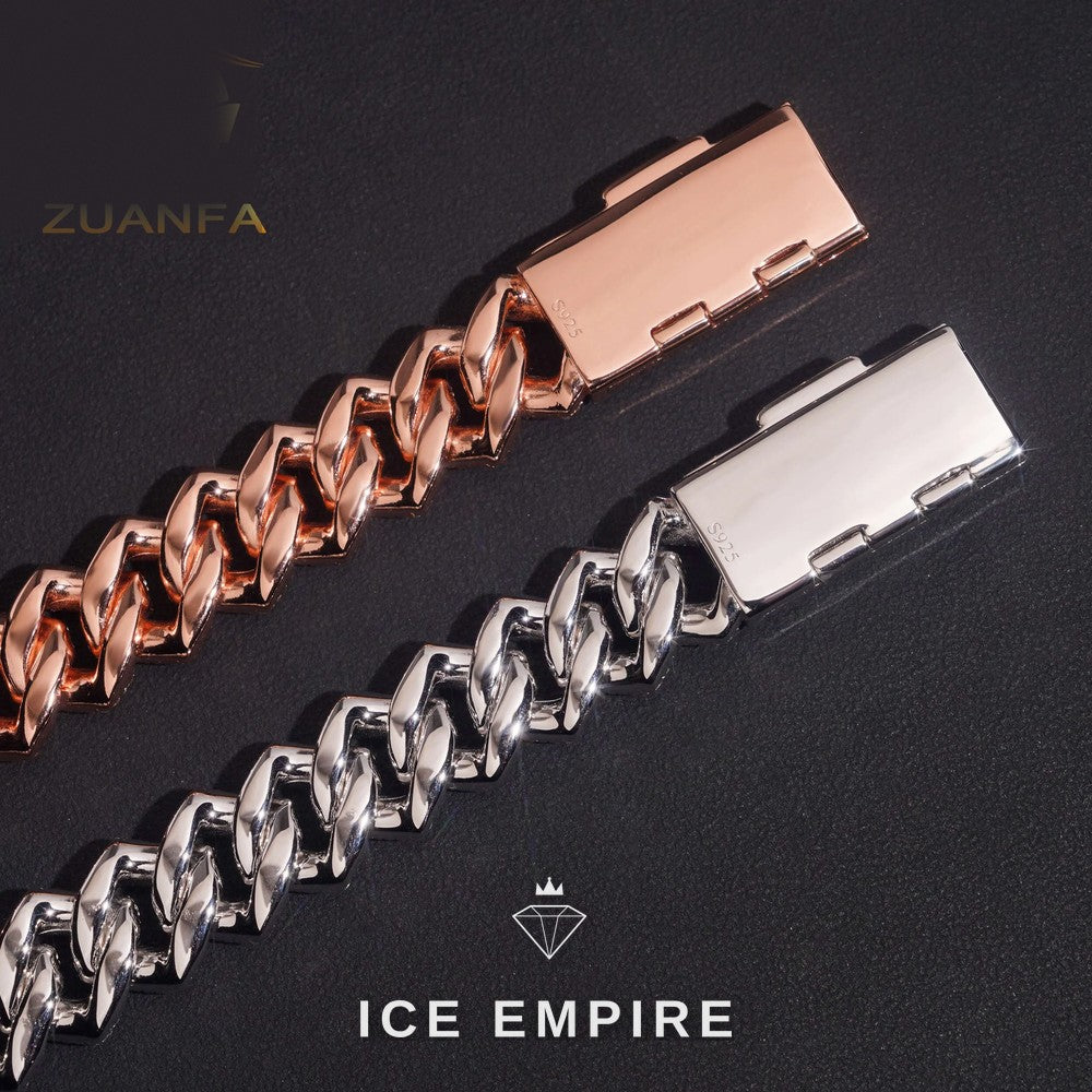 Iced Out Baguette Rose Gold Plated Moissanite Cuban Chain