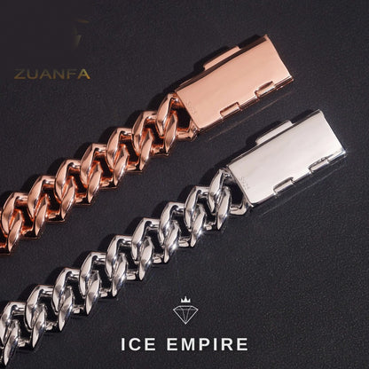 Iced Out Baguette Rose Gold Plated Moissanite Cuban Chain