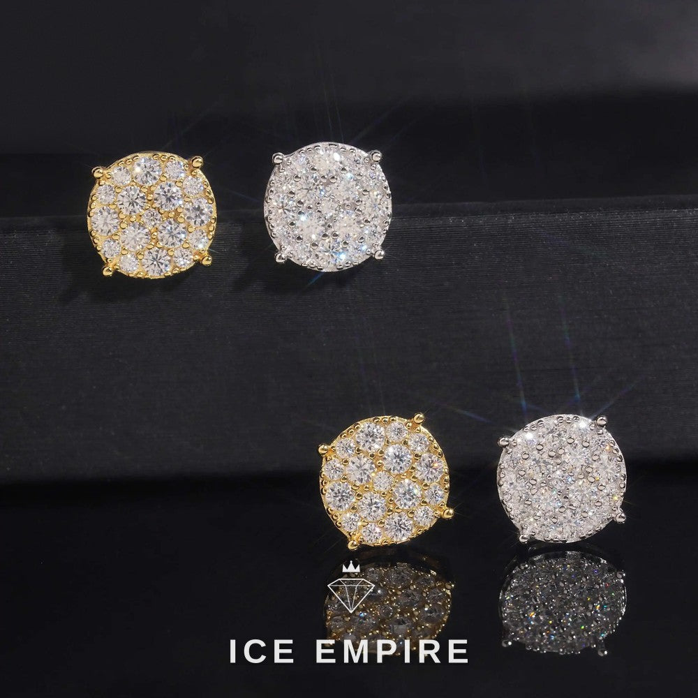 Iced Out Gold Plated Moissanite Stud Earrings