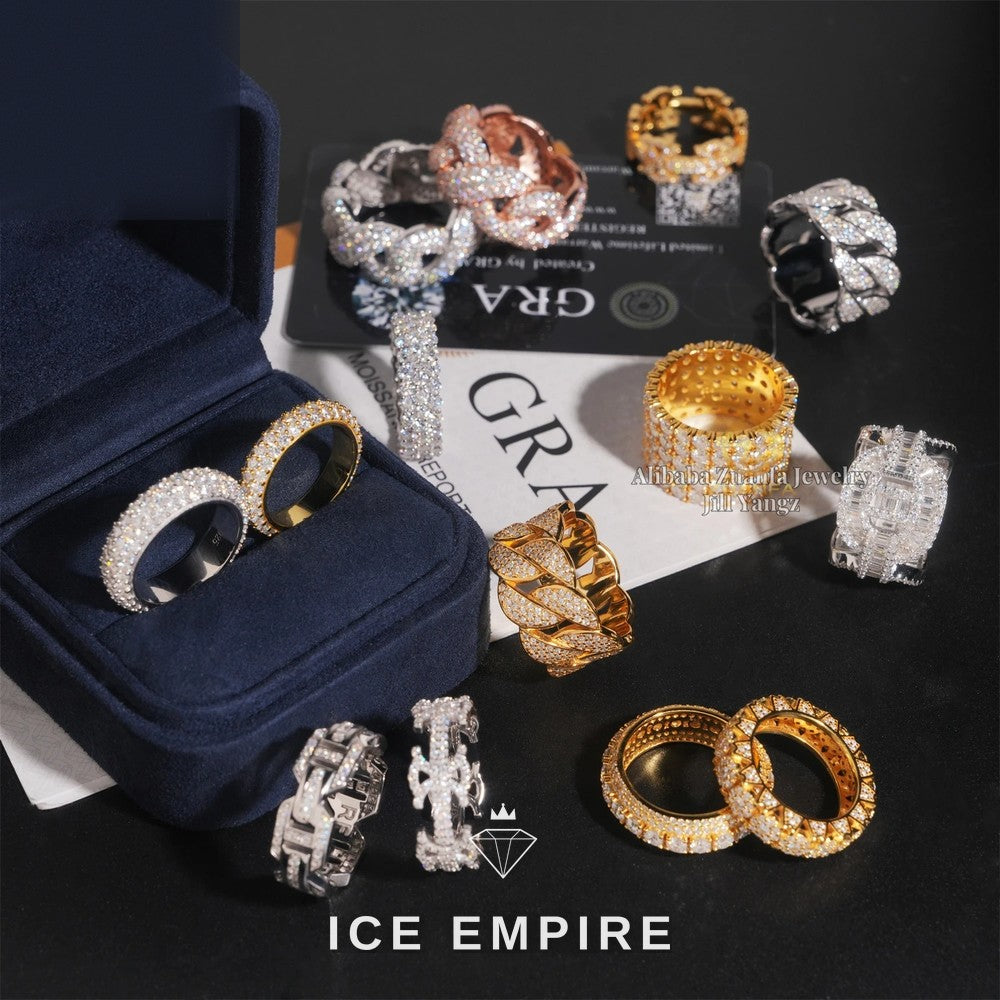 Iced Out Baguette Gold Plated Moissanite Ring