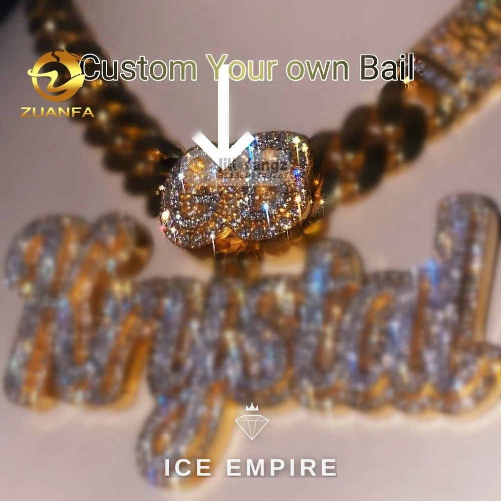 Iced Out Baguette 925 Silver Pendant