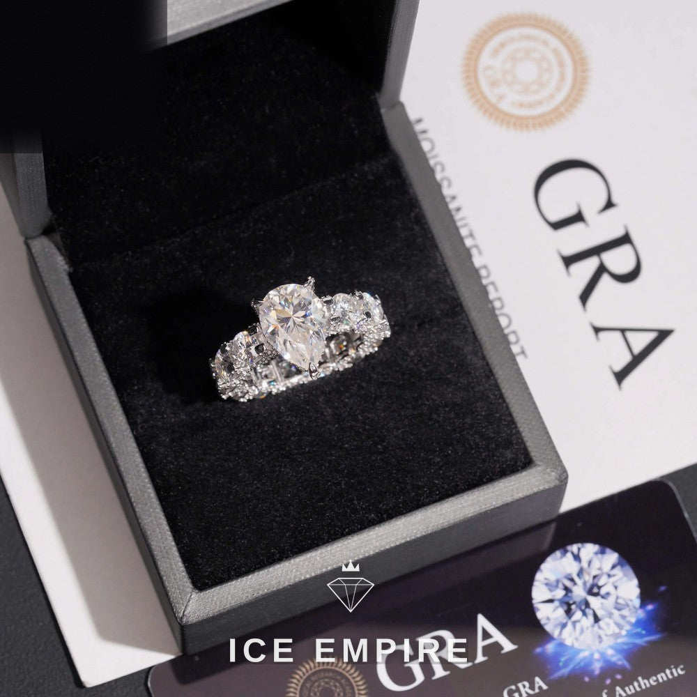 Iced Out 925 Silver Moissanite Engagement Ring