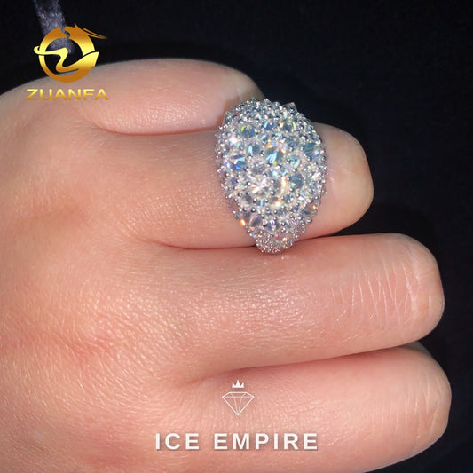 Iced Out 925 Silver Moissanite Ring