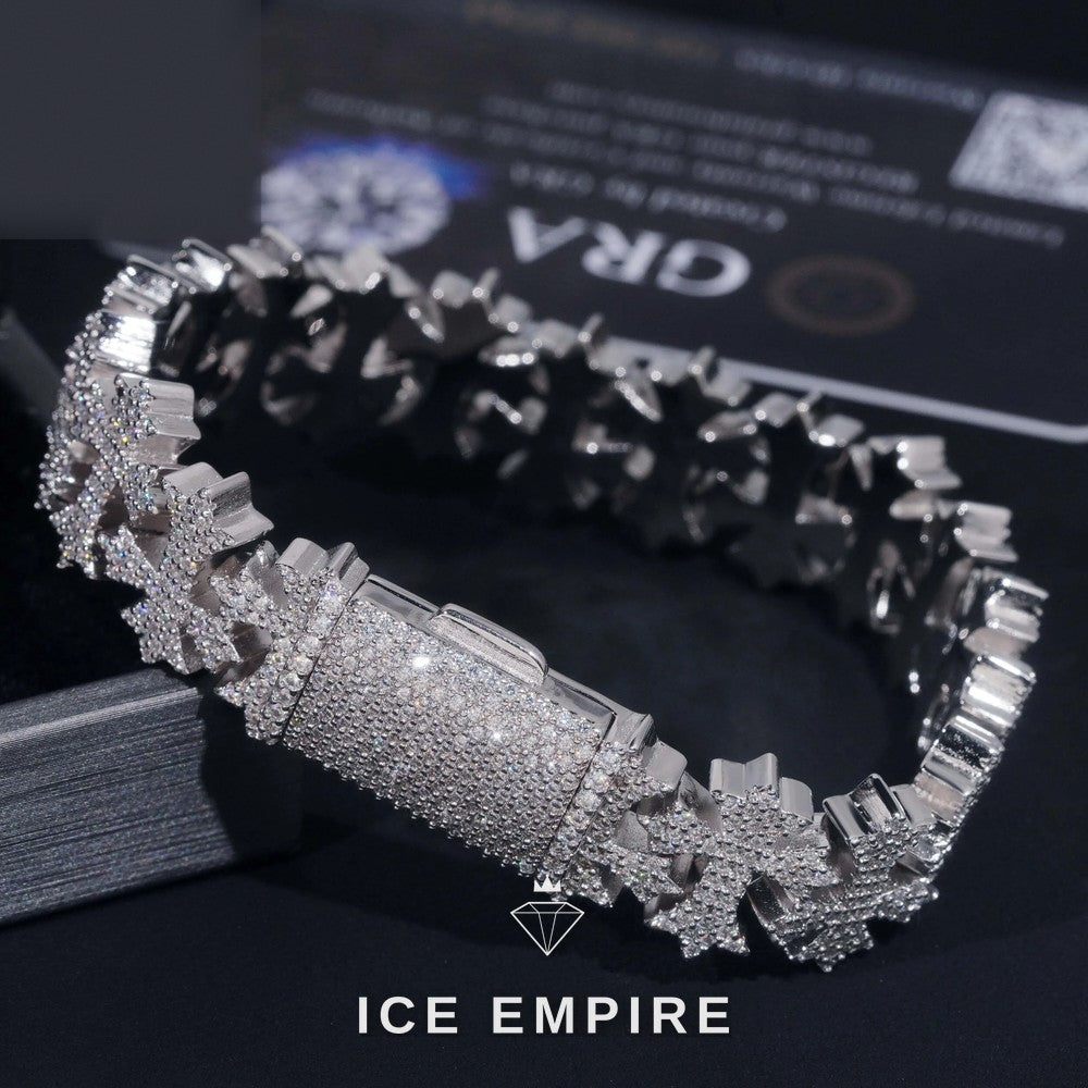 Iced Out Cross 925 Silver Moissanite Cuban Chain