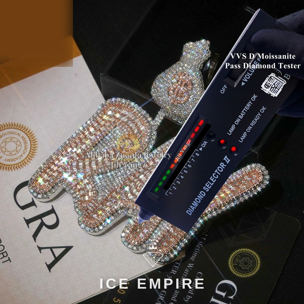 Iced Out Baguette Rose Gold Plated Pendant