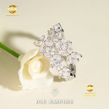 Iced Out 925 Silver Moissanite Ring