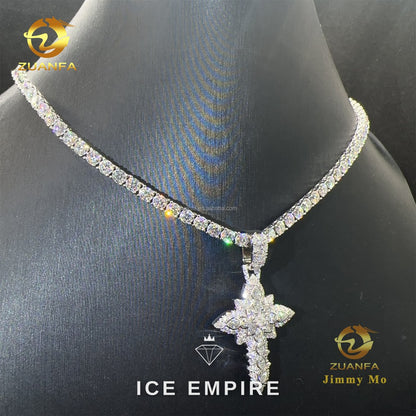 Iced Out Cross Gold Plated Moissanite Pendant