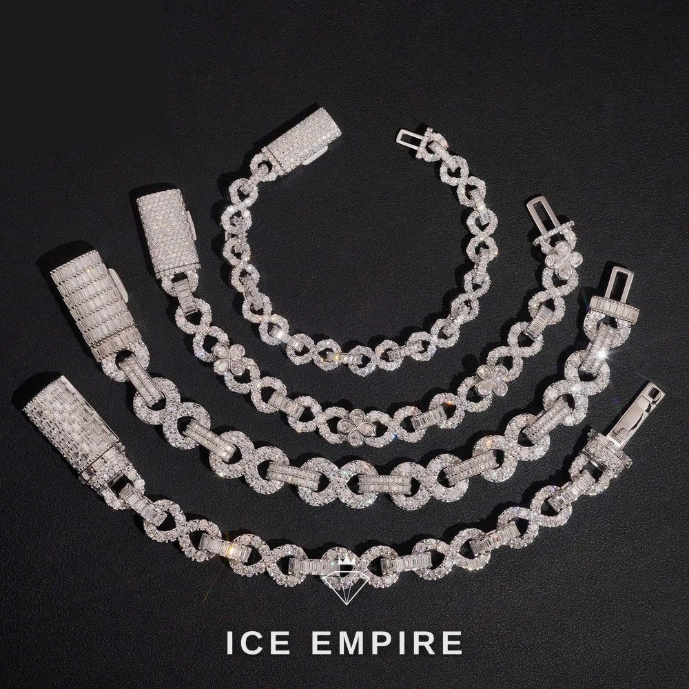 Iced Out Baguette 925 Silver Moissanite Cuban Chain
