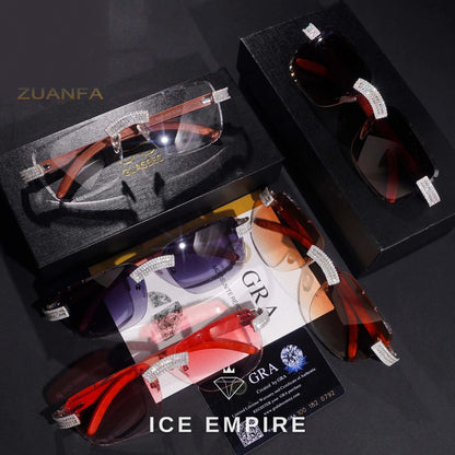 Iced Out Baguette 925 Silver Glasses