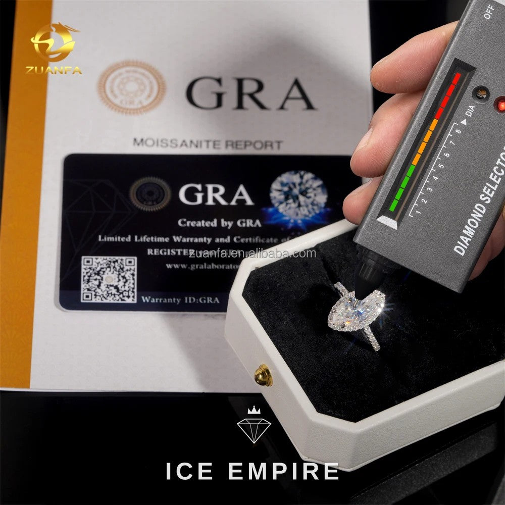 Iced Out 925 Silver Moissanite Engagement Ring