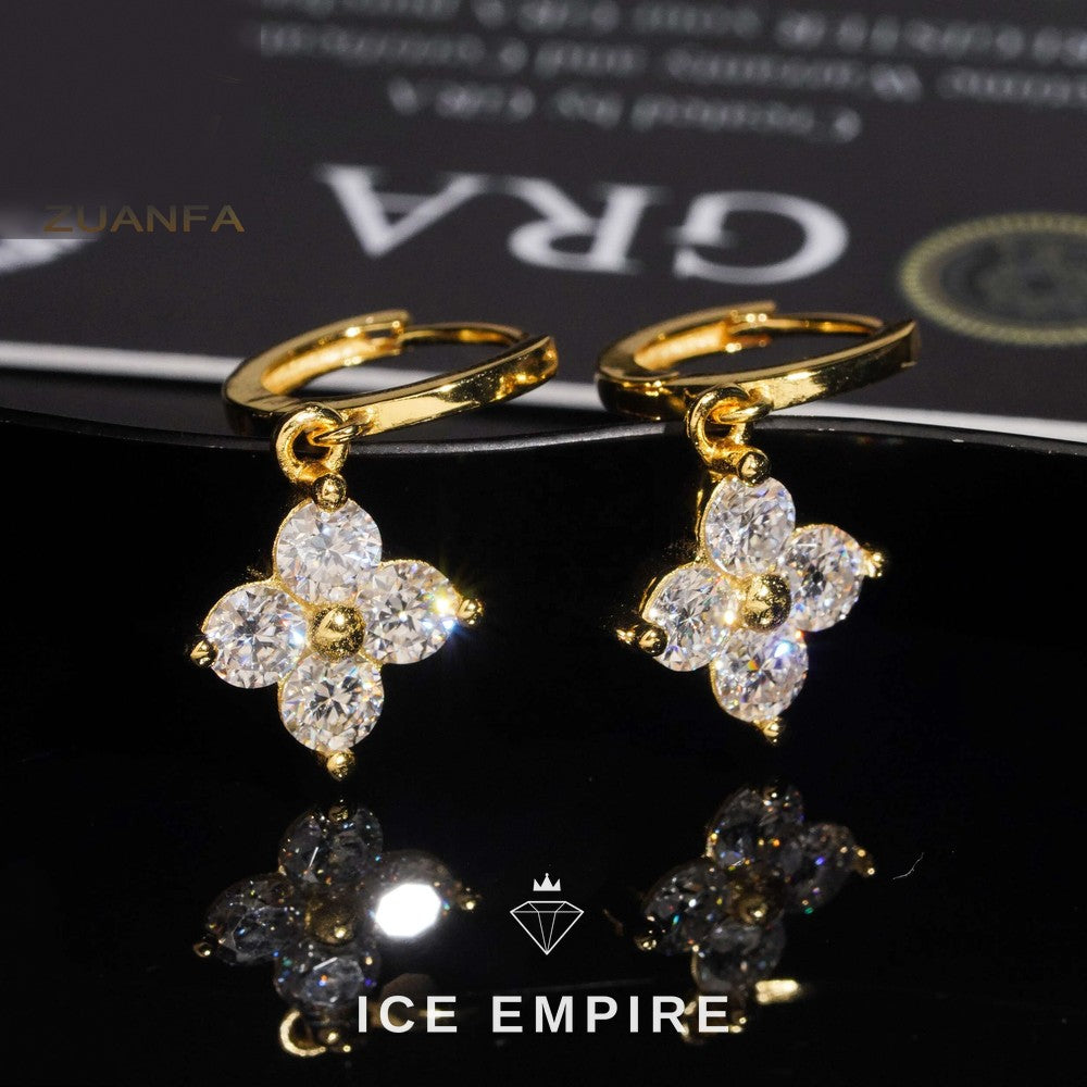 Iced Out 925 Silver Moissanite Hoop Earrings