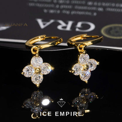 Iced Out 925 Silver Moissanite Hoop Earrings