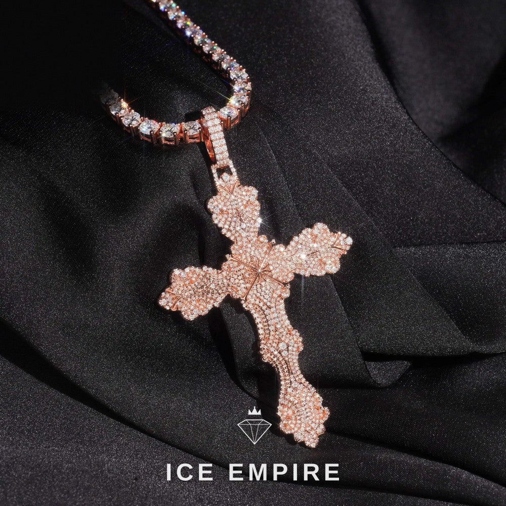 Iced Out Cross Gold Plated Moissanite Pendant