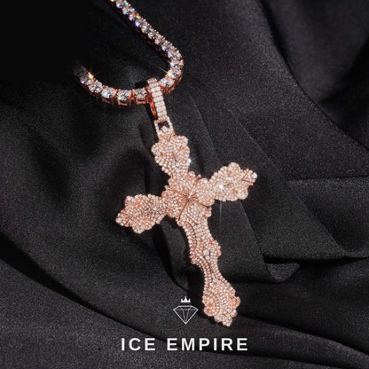 Iced Out Cross Gold Plated Moissanite Pendant