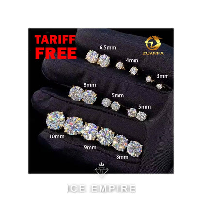 Iced Out 925 Silver Moissanite Stud Earrings