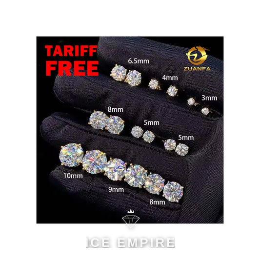 Iced Out 925 Silver Moissanite Stud Earrings