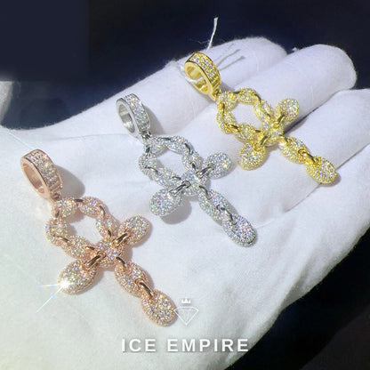 Iced Out Cross 925 Silver Pendant