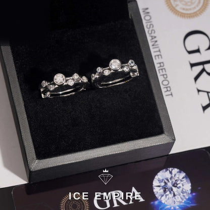 Iced Out Cluster 925 Silver Moissanite Hoop Earrings
