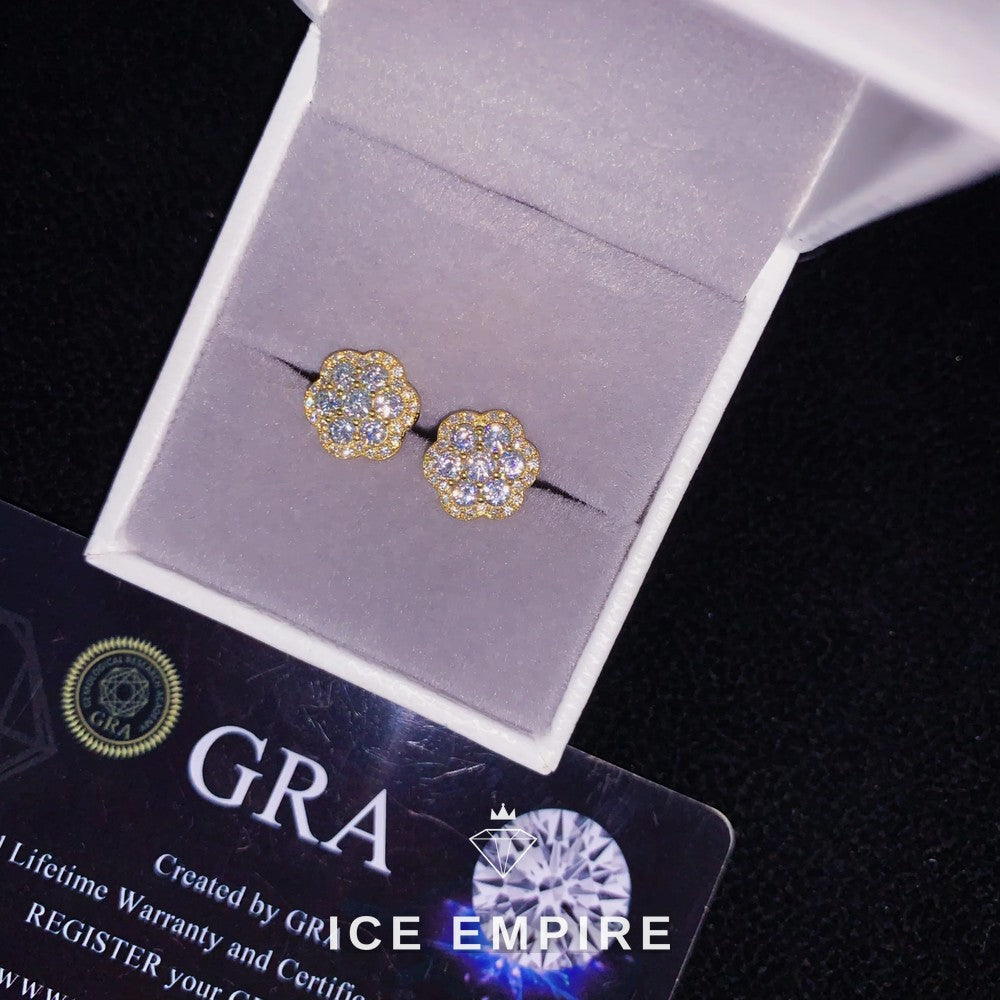 Iced Out 925 Silver Moissanite Stud Earrings