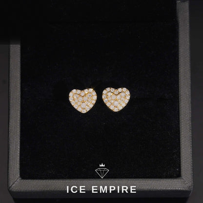 Iced Out Heart 925 Silver Moissanite Stud Earrings