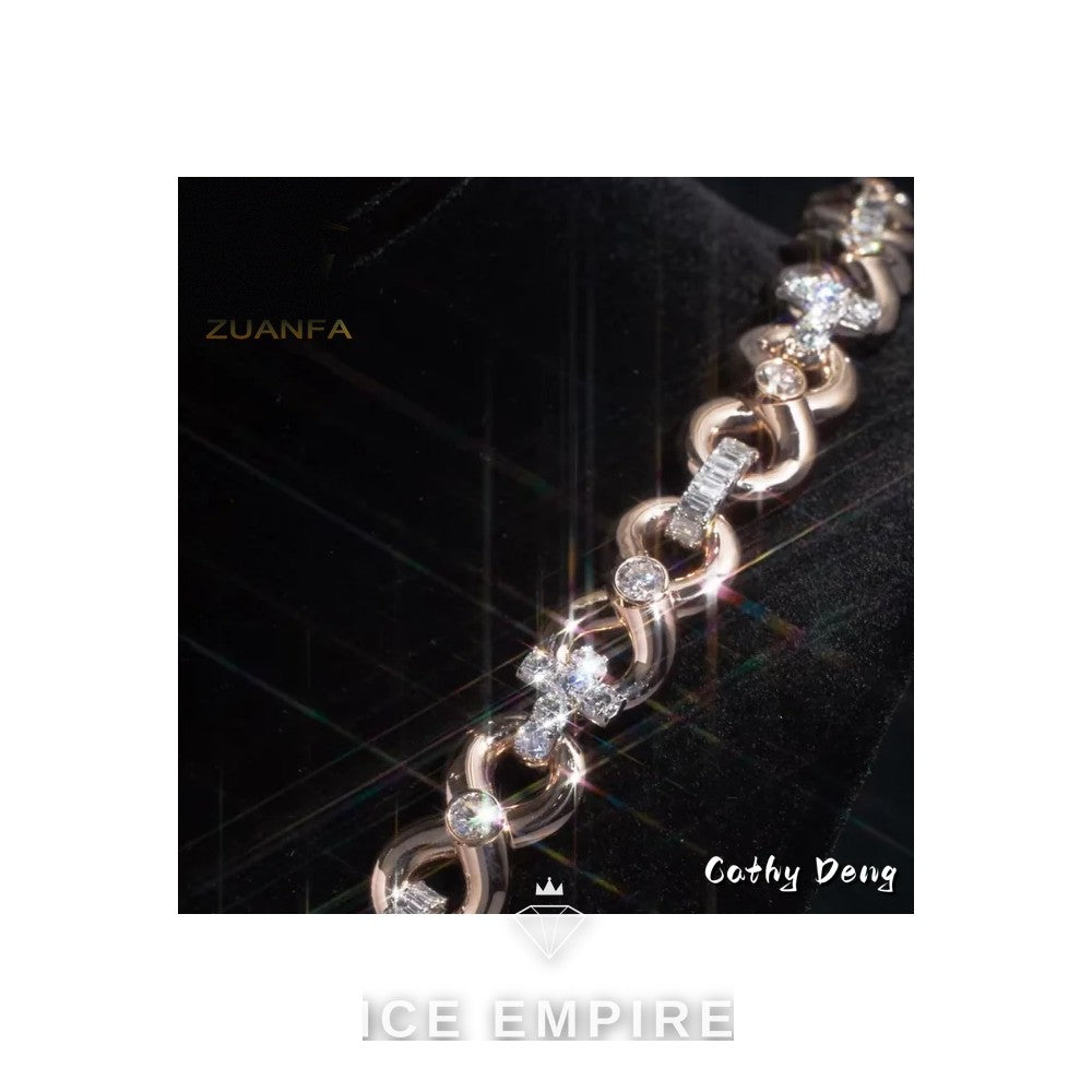 Iced Out Rose Gold Plated Moissanite Cuban Chain