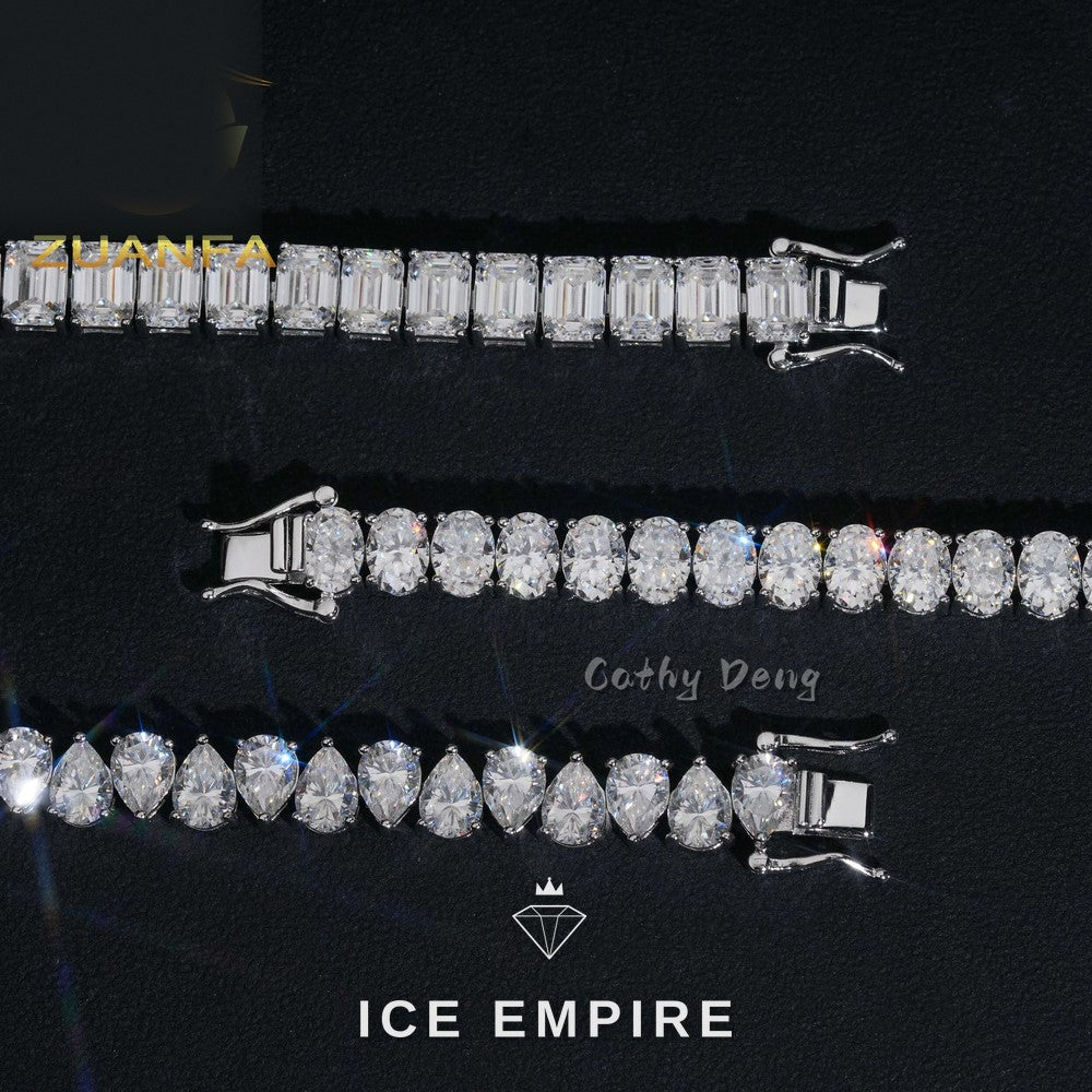 Iced Out 925 Silver Moissanite Tennis Bracelet