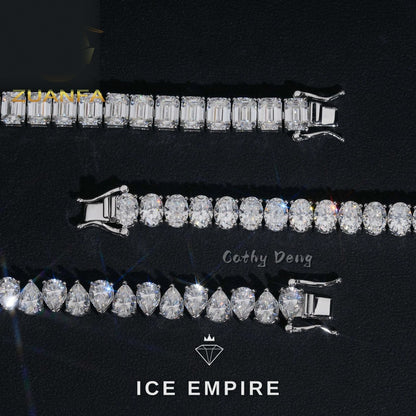 Iced Out 925 Silver Moissanite Tennis Bracelet