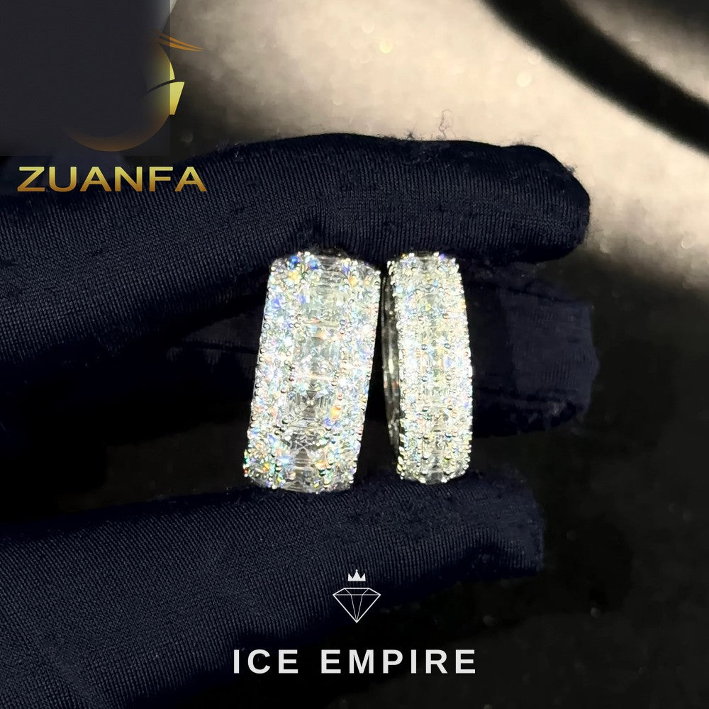 Iced Out 925 Silver Moissanite Hoop Earrings