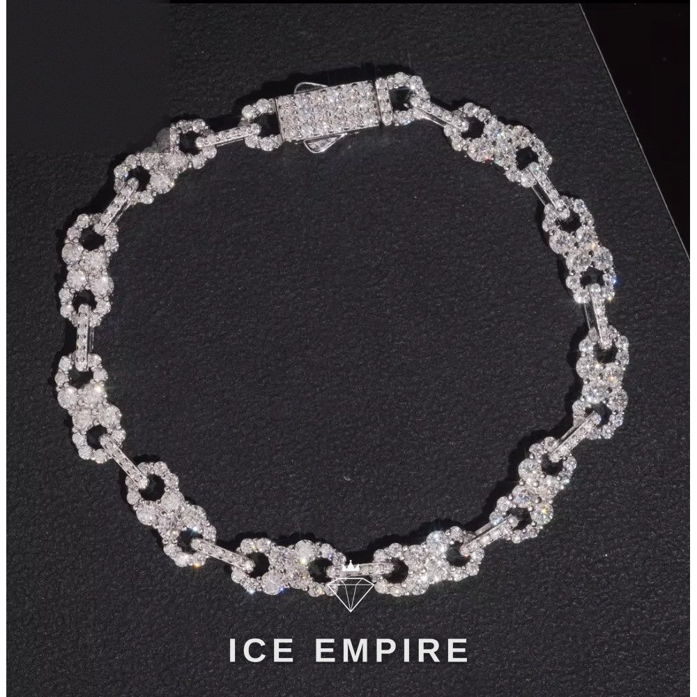 Iced Out Baguette 925 Silver Moissanite Cuban Chain