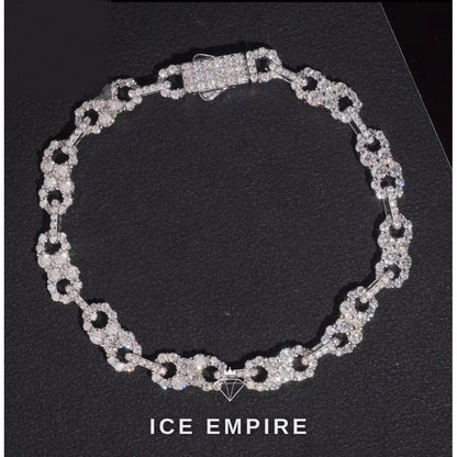 Iced Out Baguette 925 Silver Moissanite Cuban Chain