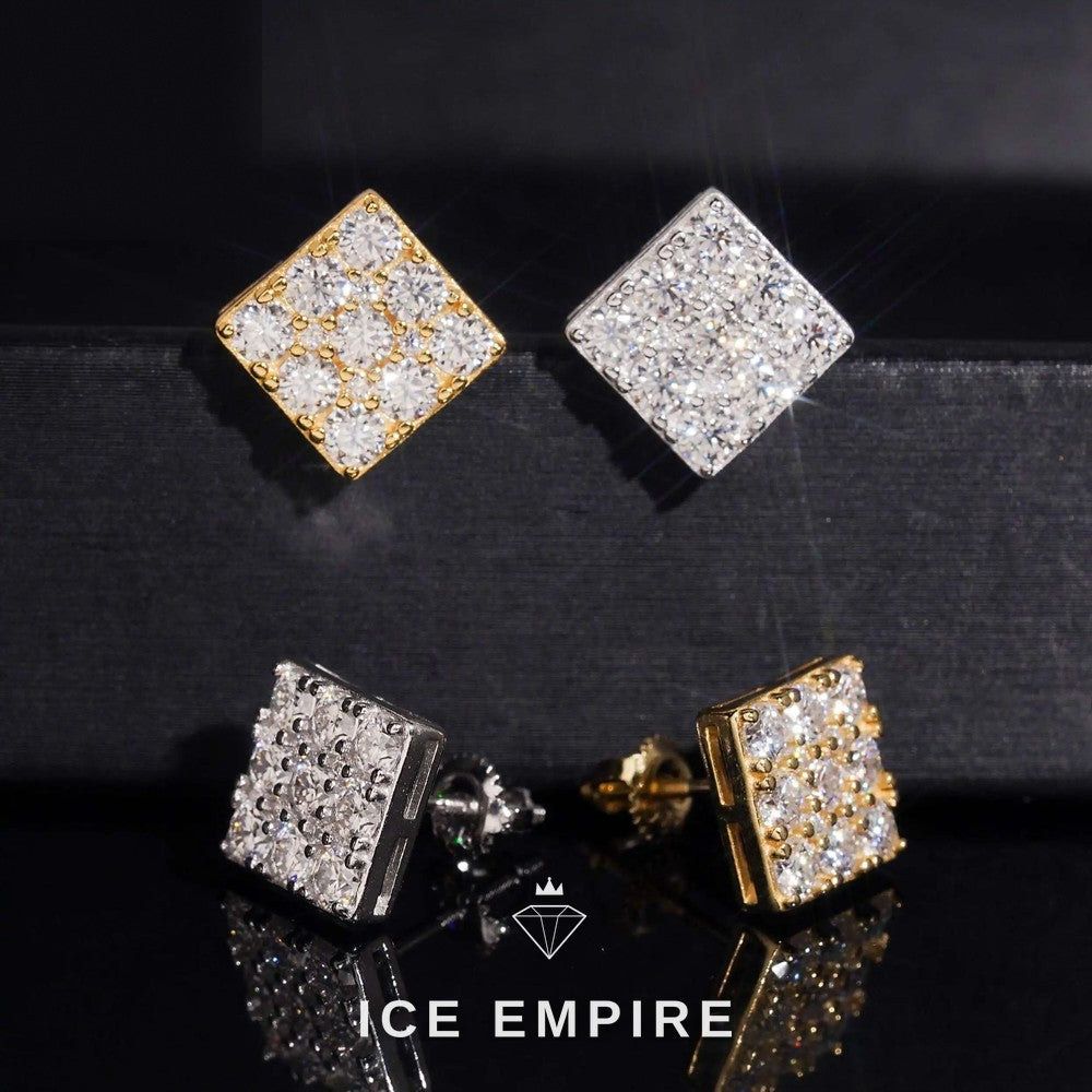 Iced Out Rose Gold Plated Moissanite Stud Earrings