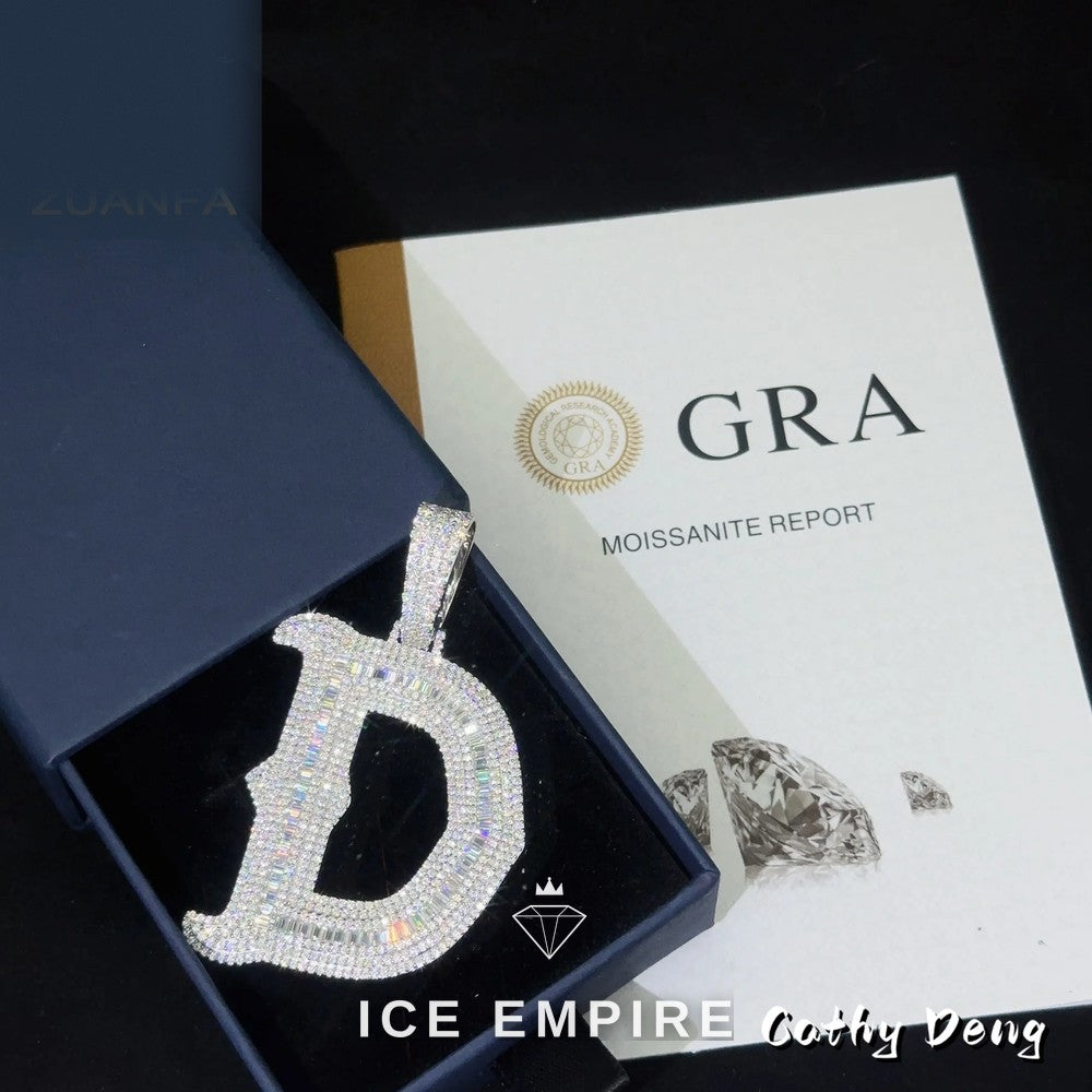 Iced Out Baguette Rose Gold Plated Moissanite Pendant