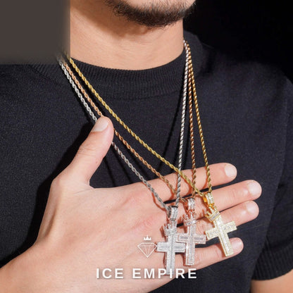 Iced Out Cross Rose Gold Moissanite Pendant