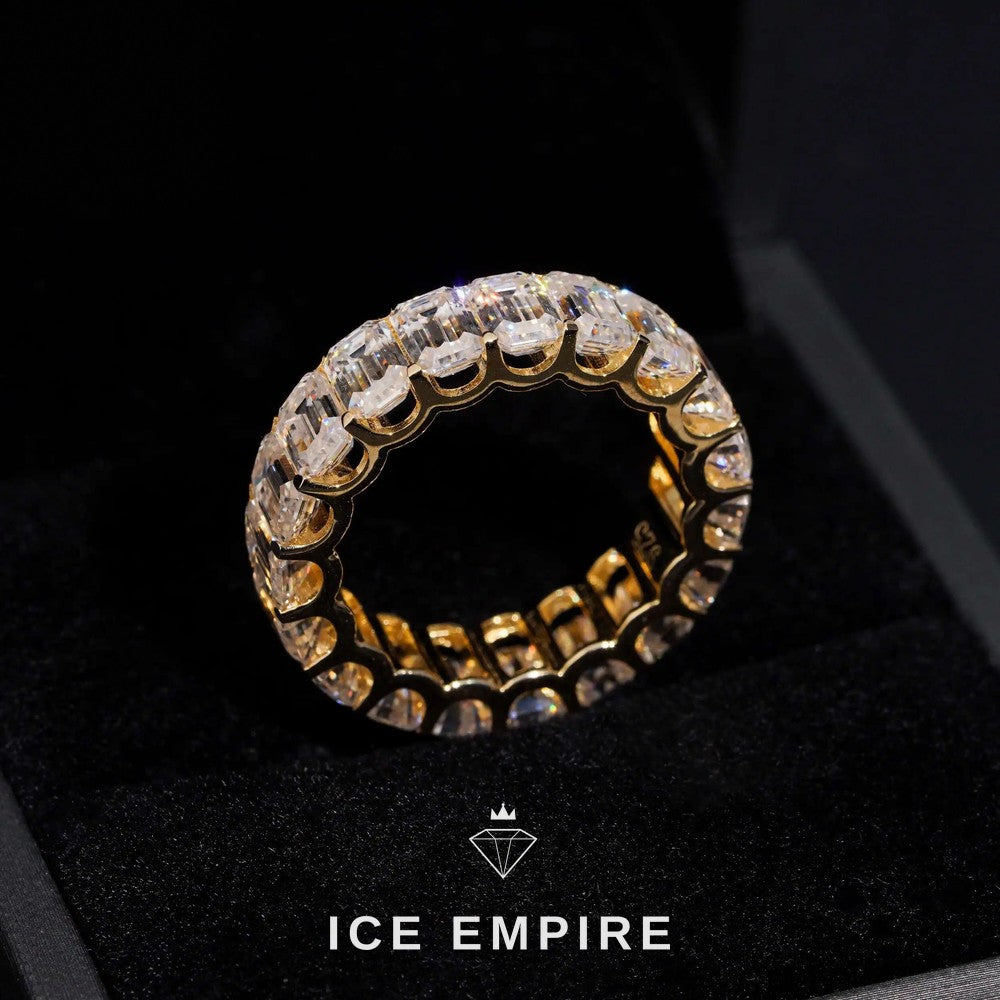 Iced Out 10K Gold Lab Grown Diamond Wedding Band