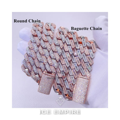 Iced Out Rose Gold Plated Moissanite Cuban Chain