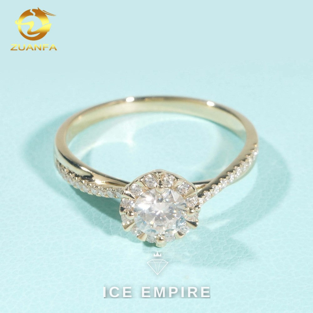 Iced Out Gold Plated Moissanite Engagement Ring