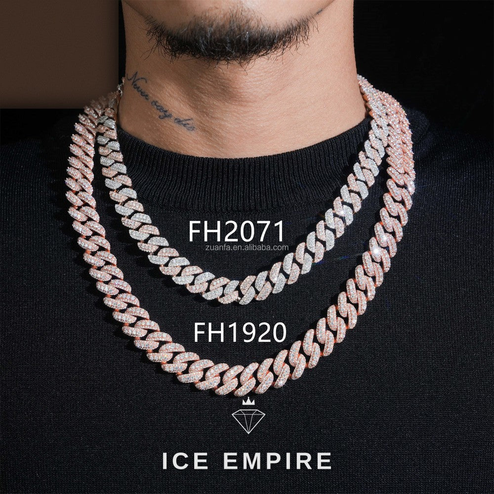 Iced Out Rose Gold Moissanite Cuban Chain