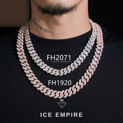 Iced Out Rose Gold Moissanite Cuban Chain