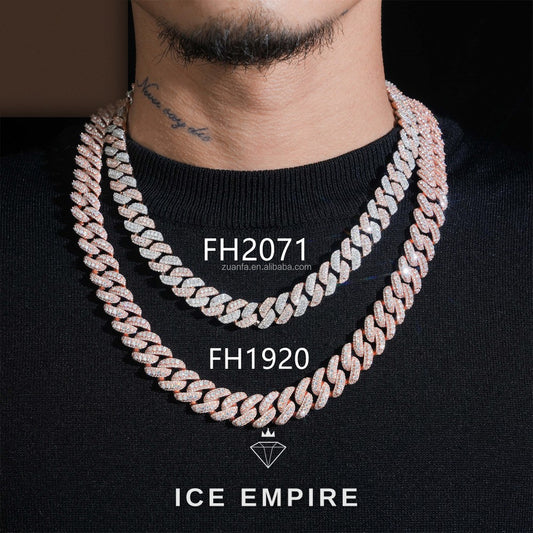 Iced Out Rose Gold Moissanite Cuban Chain