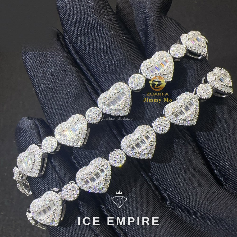 Iced Out Heart Gold Plated Moissanite Tennis Chain