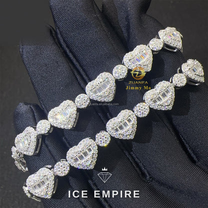Iced Out Heart Gold Plated Moissanite Tennis Chain