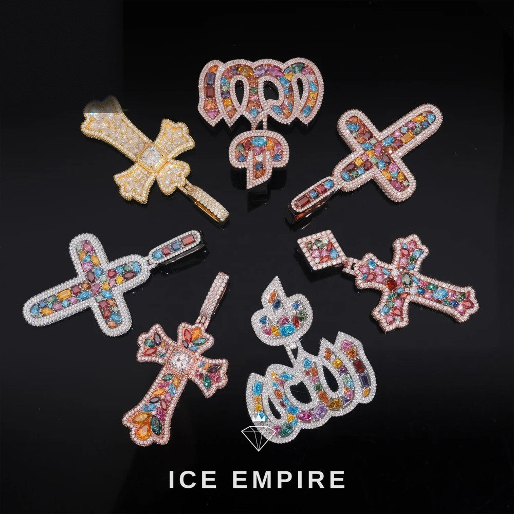 Iced Out Cross 925 Silver Pendant