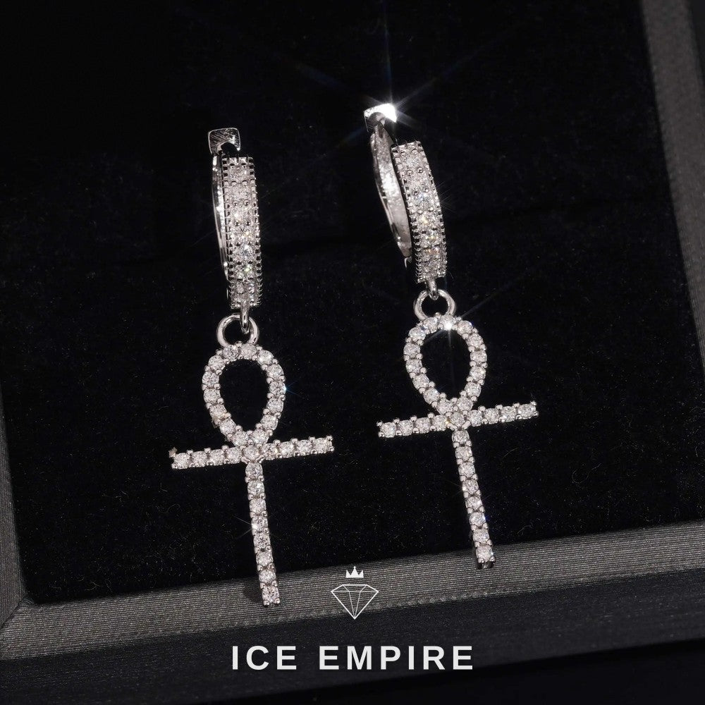 Iced Out Cross Gold Plated Moissanite Stud Earrings