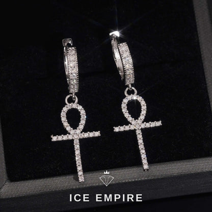 Iced Out Cross Gold Plated Moissanite Stud Earrings