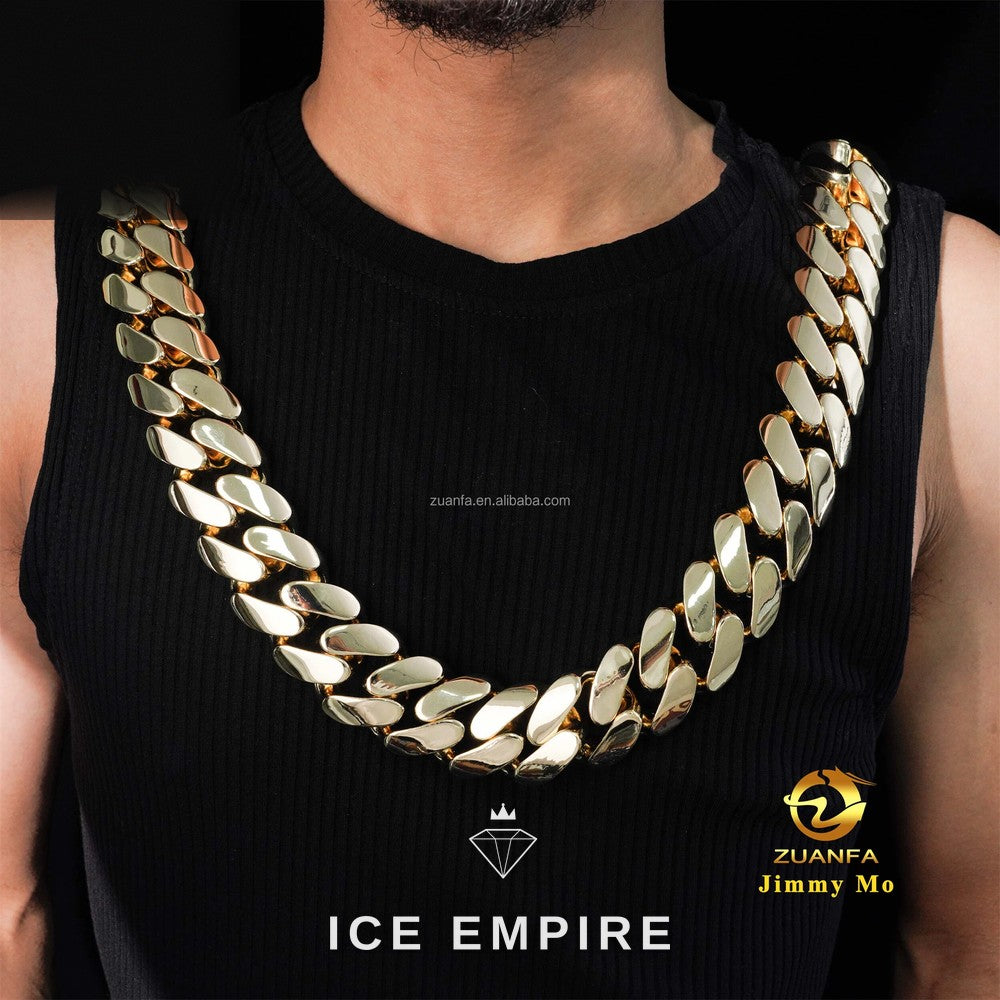 Iced Out 14K Gold Cuban Chain