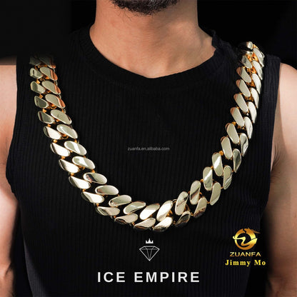 Iced Out 14K Gold Cuban Chain