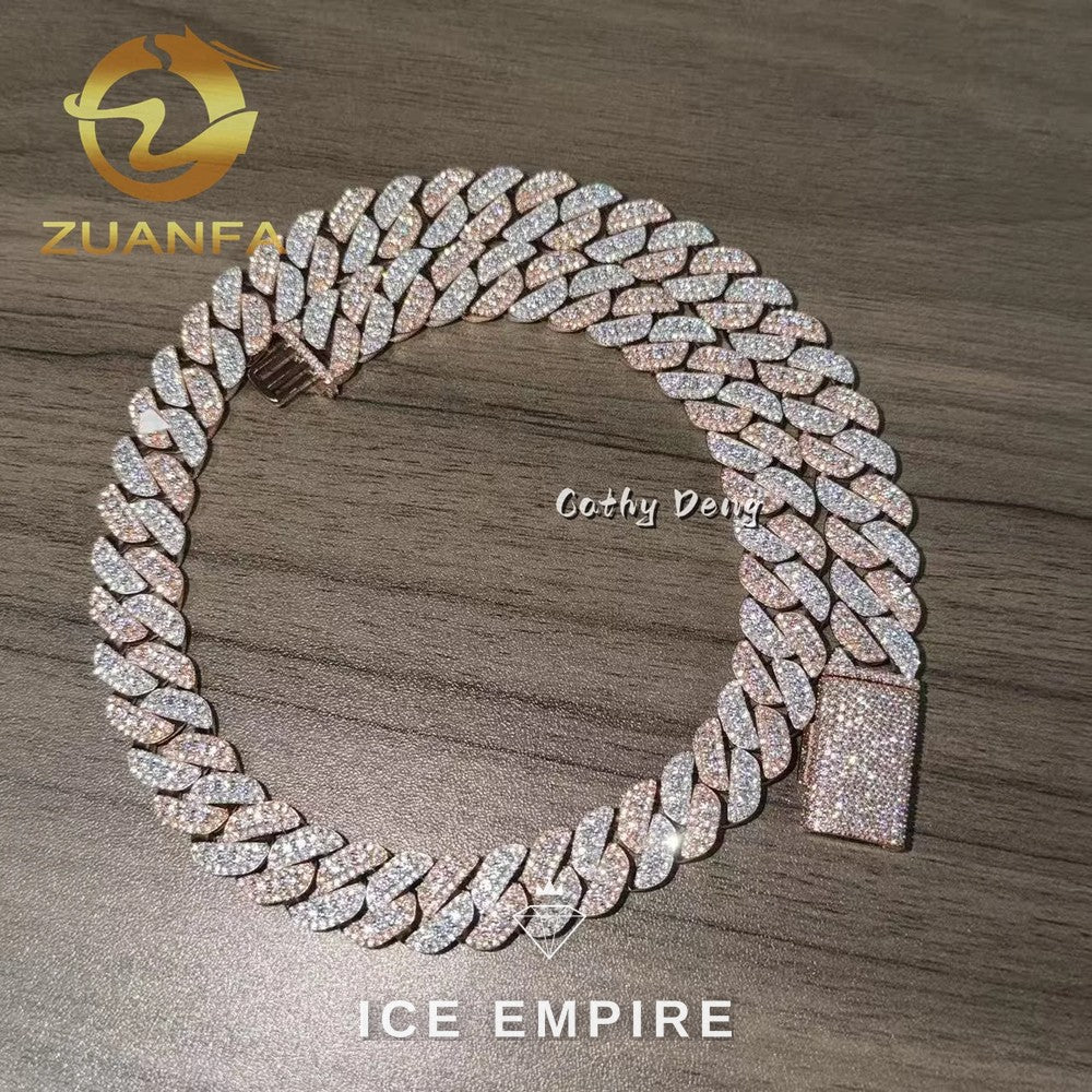 Iced Out Rose Gold Plated Moissanite Cuban Chain