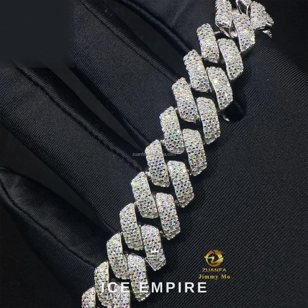 Iced Out 925 Silver Moissanite Cuban Chain