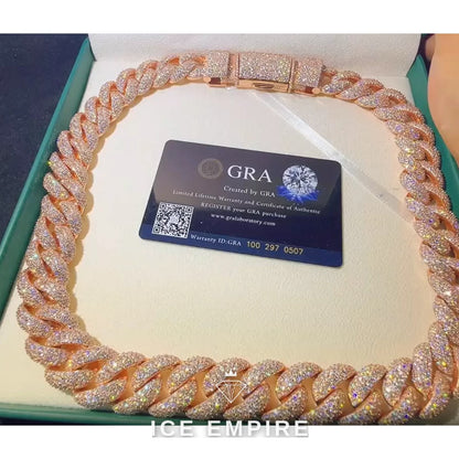 Iced Out Rose Gold Plated Moissanite Cuban Chain
