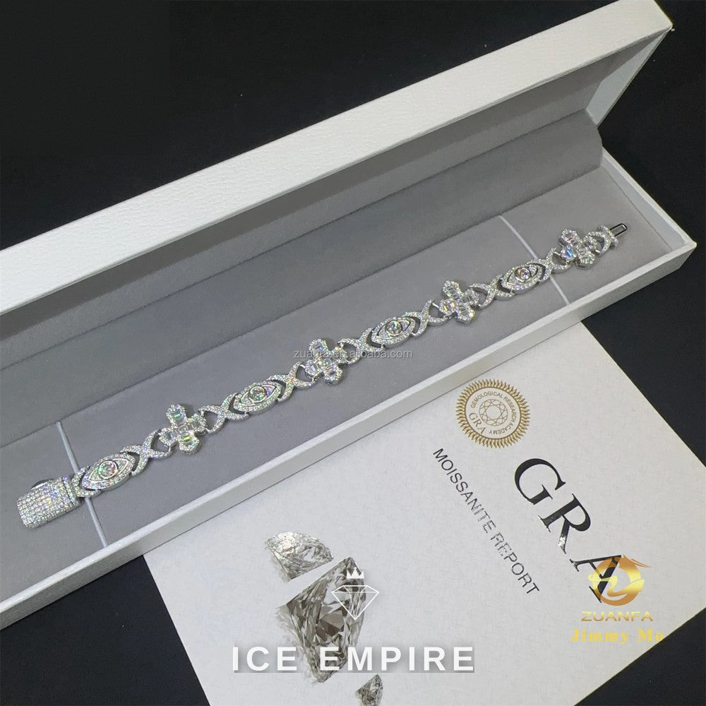 Iced Out Cross 925 Silver Moissanite Cuban Chain